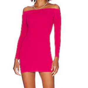 Central Park West Roxanne Mini Dress NWT Fuchsia Pink Long Sleeve Off Shoulder M